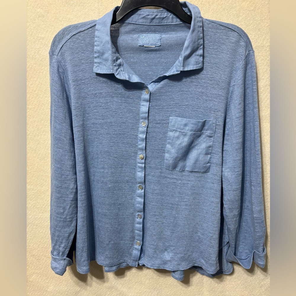 Sigrid Olsen Linen Minimalist Lagum Coastal Casual Shirt